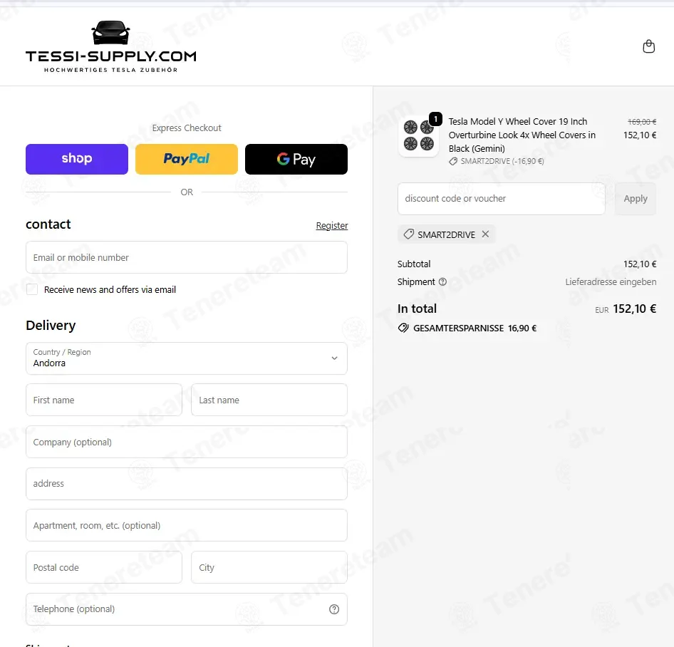 Tessi Supply coupon code: 10% off with SMART2DRIVE. Tested and valid as 2 months ago.