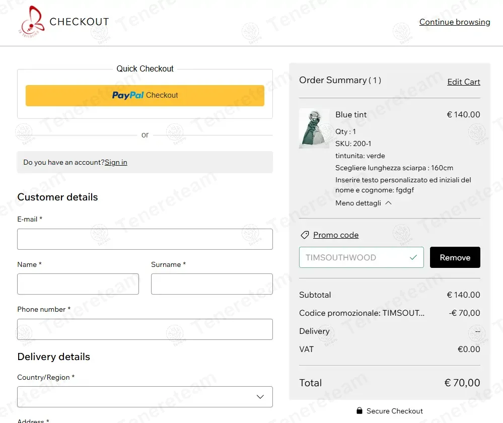 Ferrari N Italy coupon code: 50% off with TIMSOUTHWOOD. Tested and valid as 1 year ago.