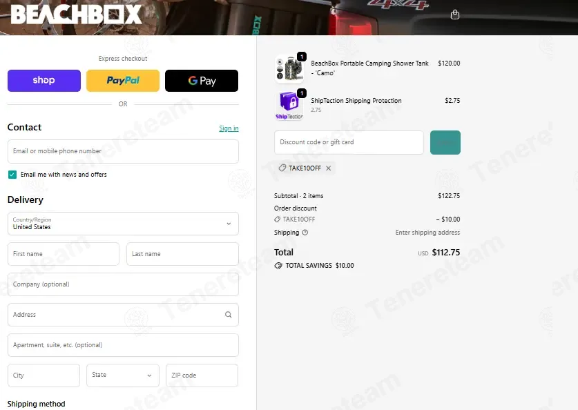 The Beach Box coupon code: 10% off with TAKE10OFF. Tested and valid as 1 month ago.