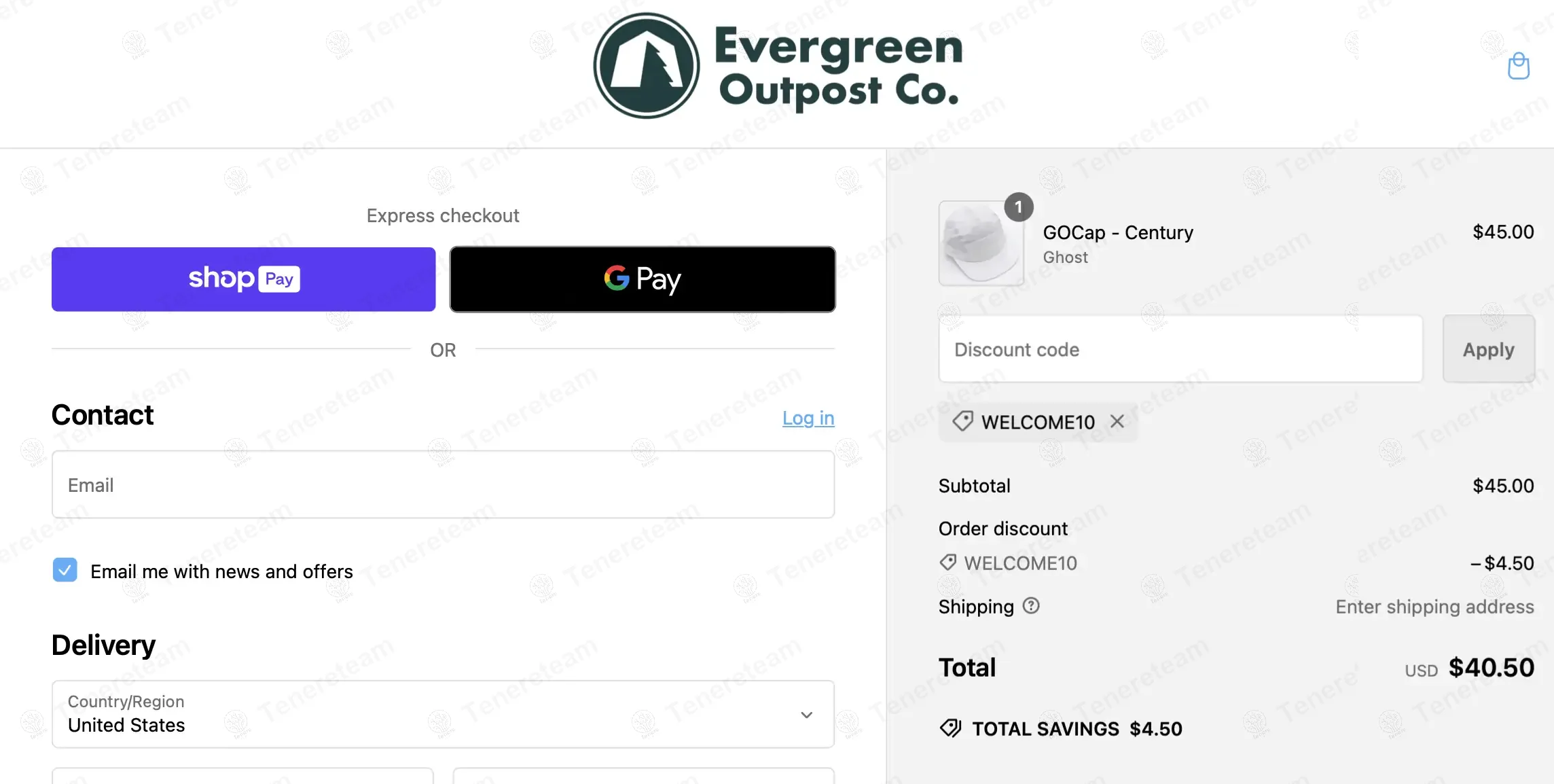 Evergreen Outpost Co. coupon code: 10% off with welcome10. Tested and valid as 10 months ago.