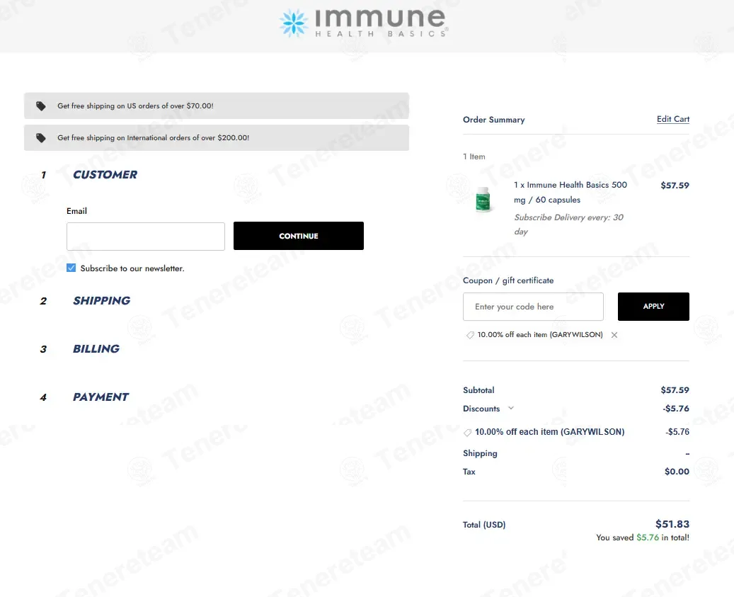 Immune Health Basics coupon code: 10% off with GARYWILSON. Tested and valid as 2 weeks ago.