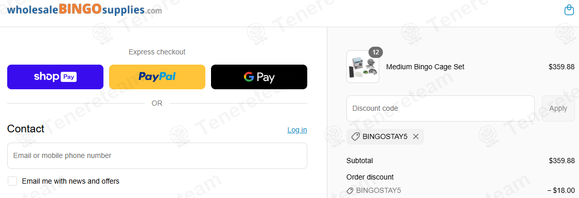 Wholesale Bingo Supplies coupon code: 5% off with BINGOSTAY5. Tested and valid as 1 year ago.