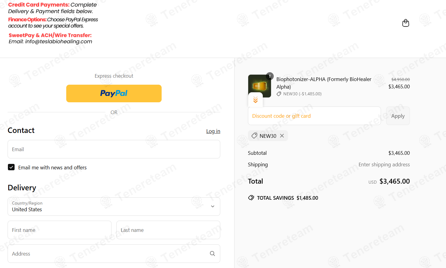 Tesla Biohealing coupon code: 30% off with new30. Tested and valid as 8 months ago.