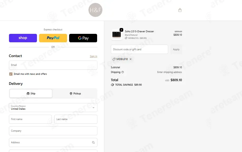 Hazel and Fawn coupon code: 10% off with MOBILE10. Tested and valid as 2 weeks ago.