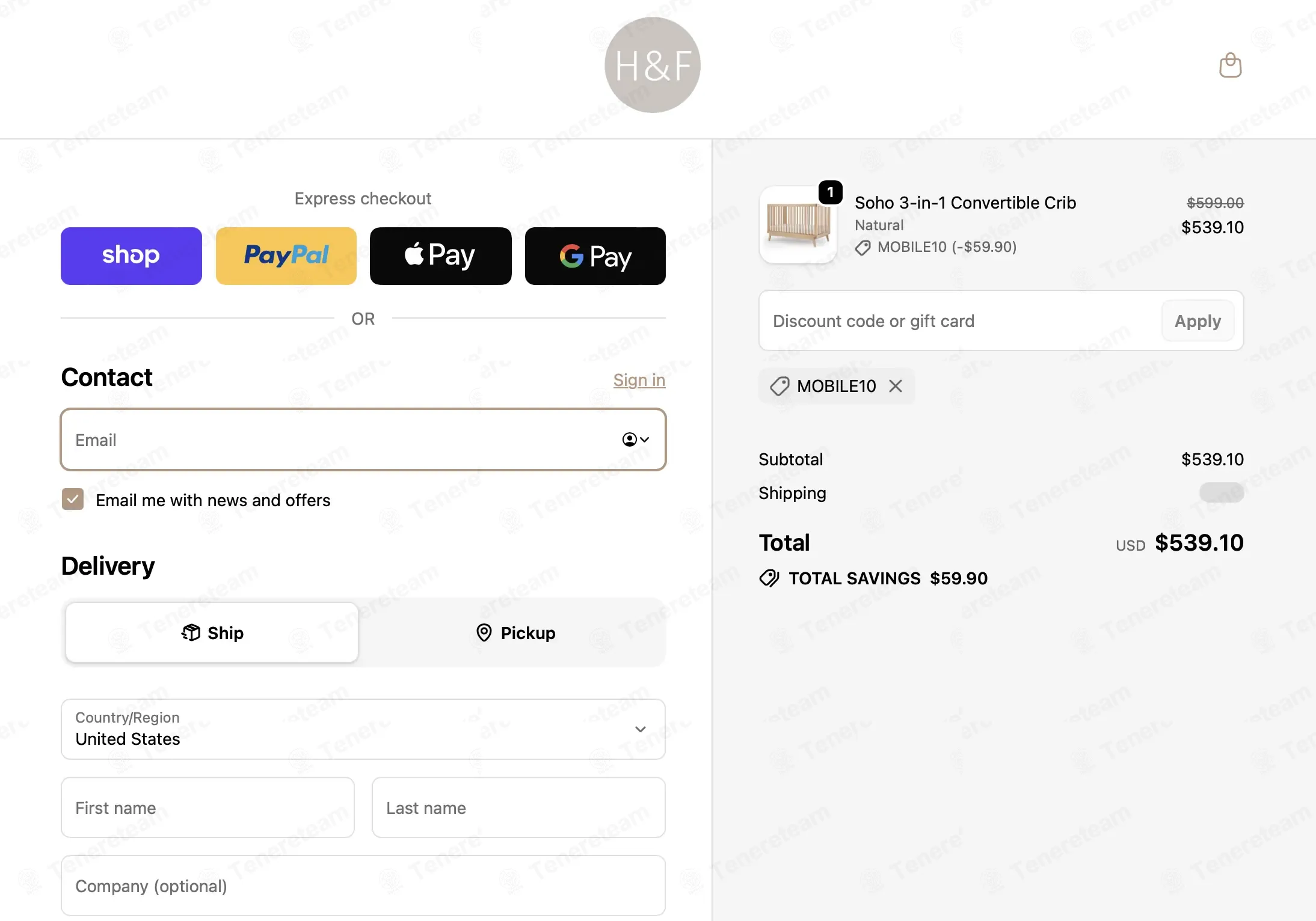 Hazel and Fawn coupon code: 10% off with MOBILE10. Tested and valid as 2 weeks ago.