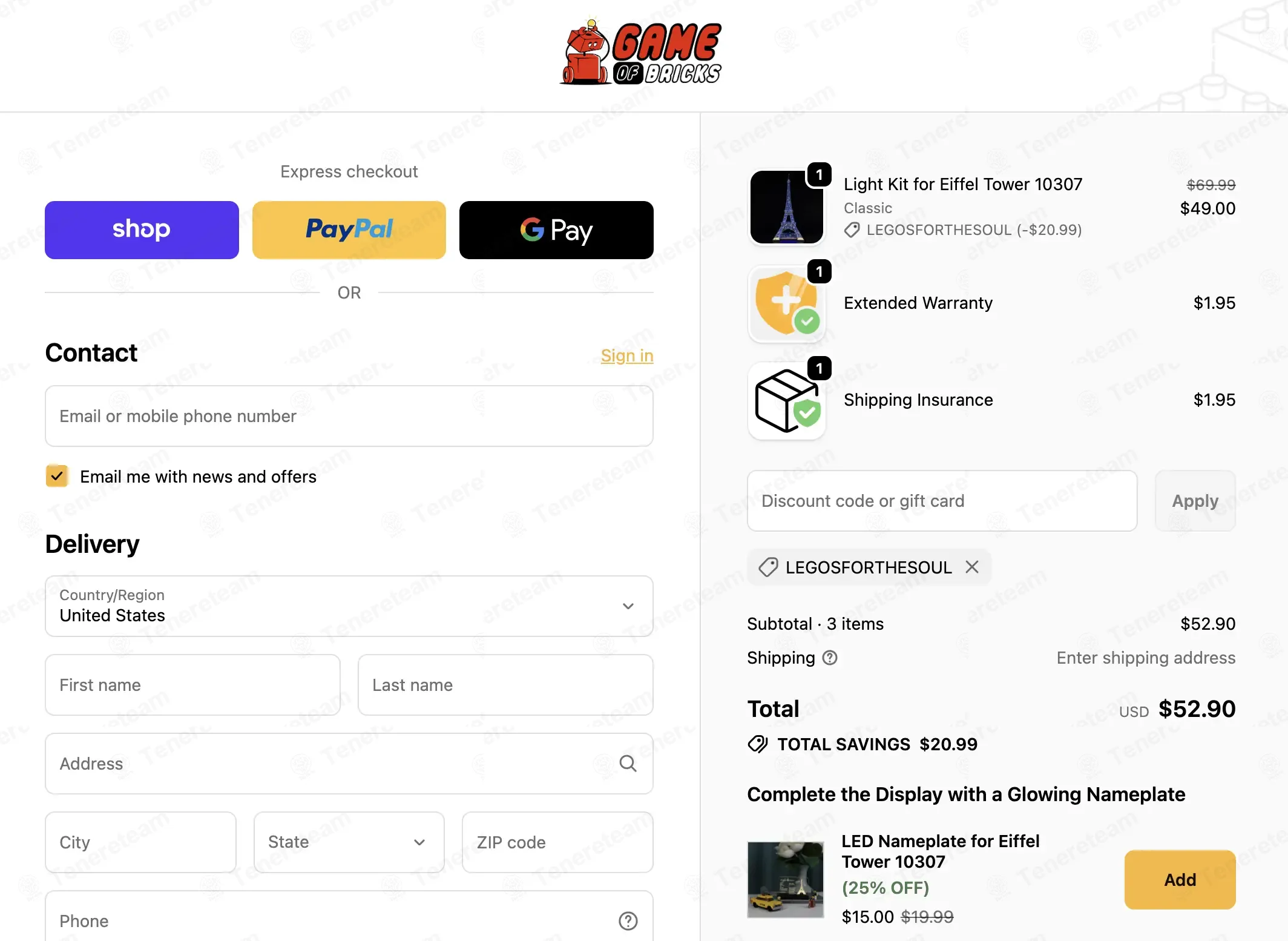 Game Of Bricks coupon code: 30% off with LEGOSFORTHESOUL. Tested and valid as 1 month ago.