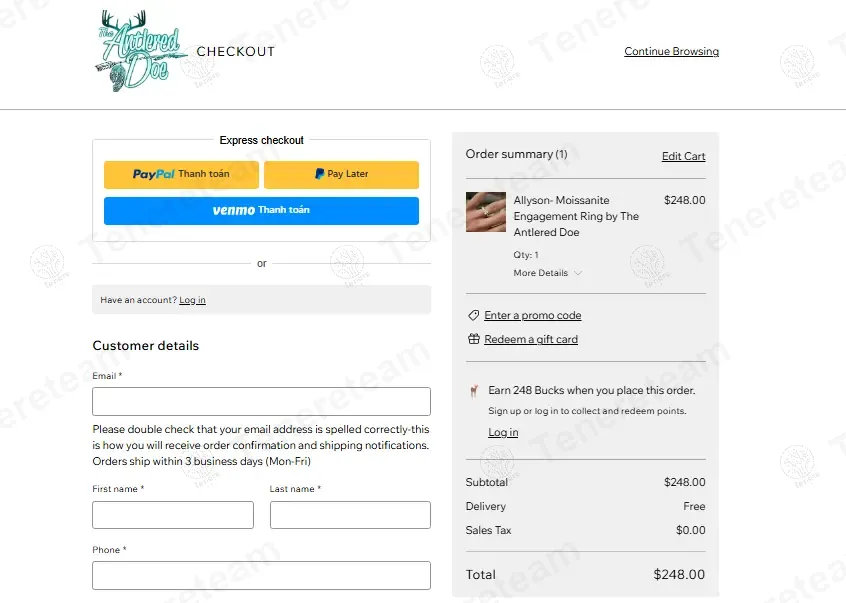 The Antlered Doe coupon code: 15% off with VIP15. Tested and valid as 1 year ago.