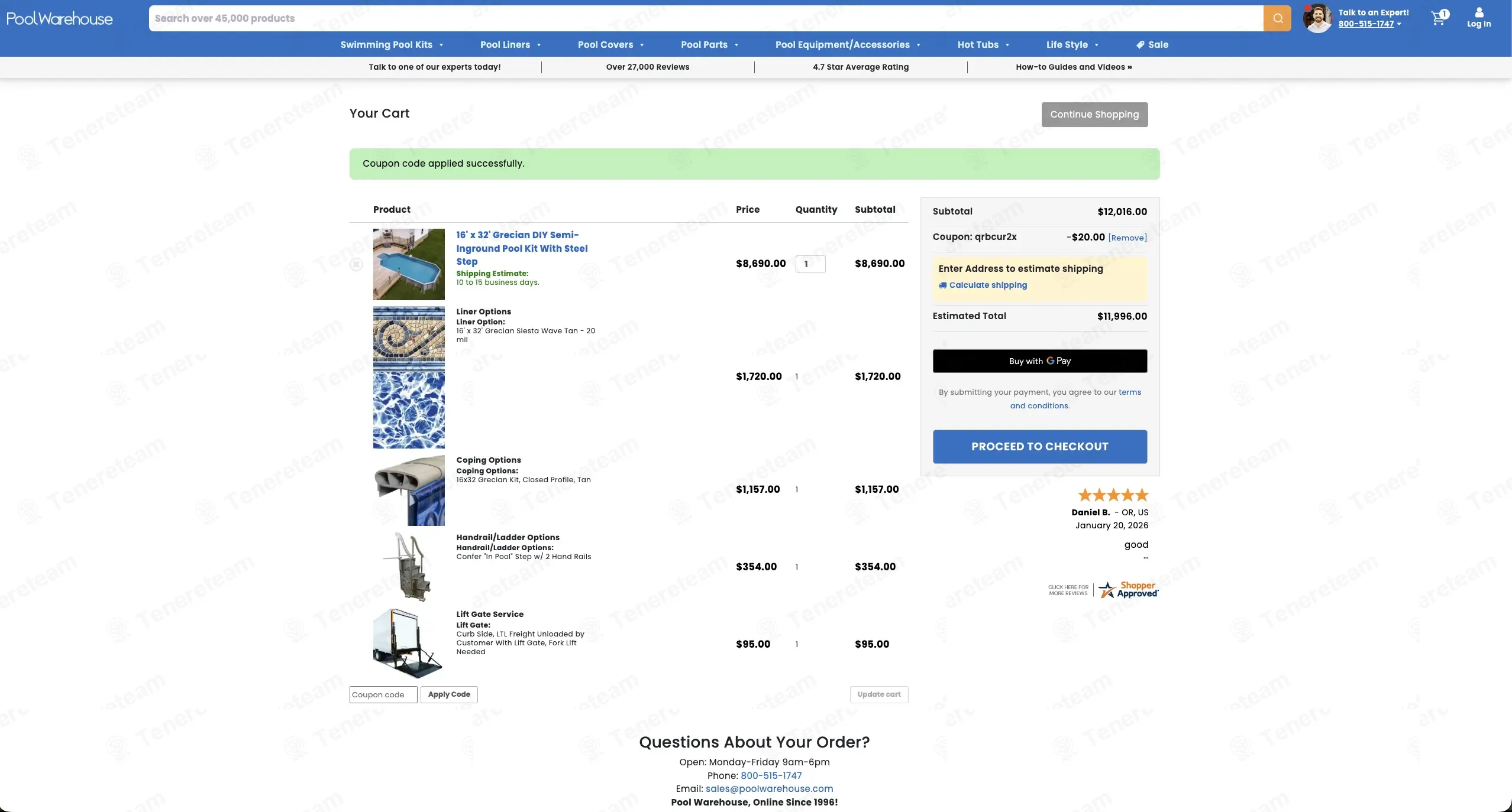 Pool Warehouse coupon code: $20 off with qrbcur2x. Tested and valid as 4 months ago.
