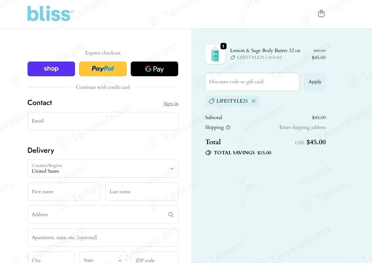 Bliss coupon code: 25% off with LIFESTYLE25. Tested and valid as 4 days ago.