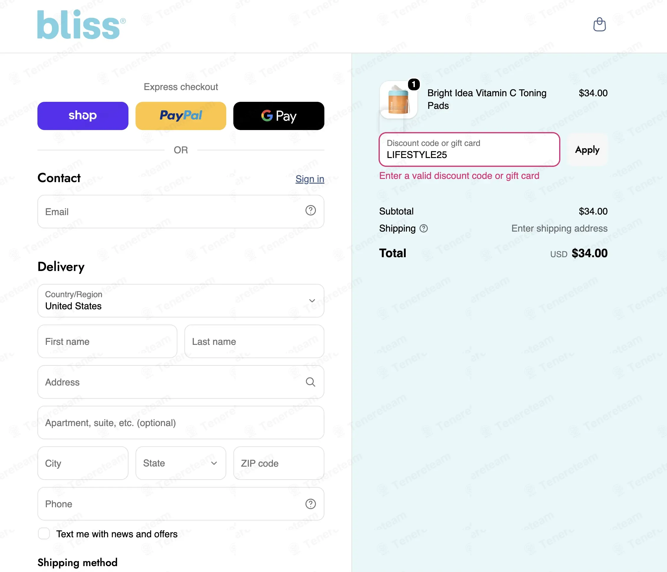 Bliss coupon code: 25% off with LIFESTYLE25. Tested and valid as 4 days ago.