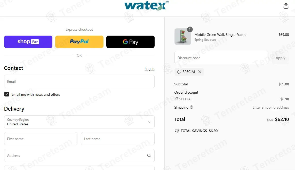 Watex Green Living apply coupon code