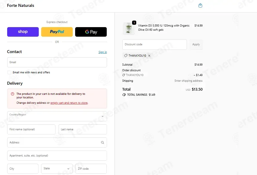 Forte Naturals USA coupon code: 10% off with ThankYou10. Tested and valid as 1 month ago.