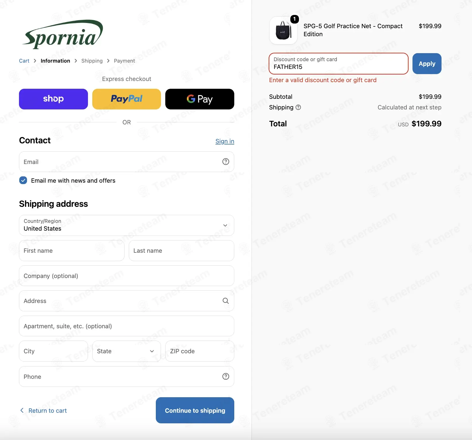 Spornia coupon code: 15% off with FATHER15. Tested and valid as 2 months ago.