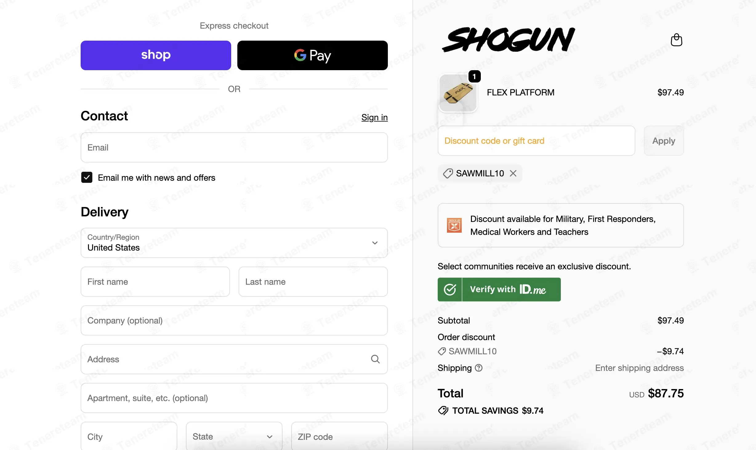 Shogun Sports coupon code: 10% off with SAWMILL10. Tested and valid as 2 days ago.