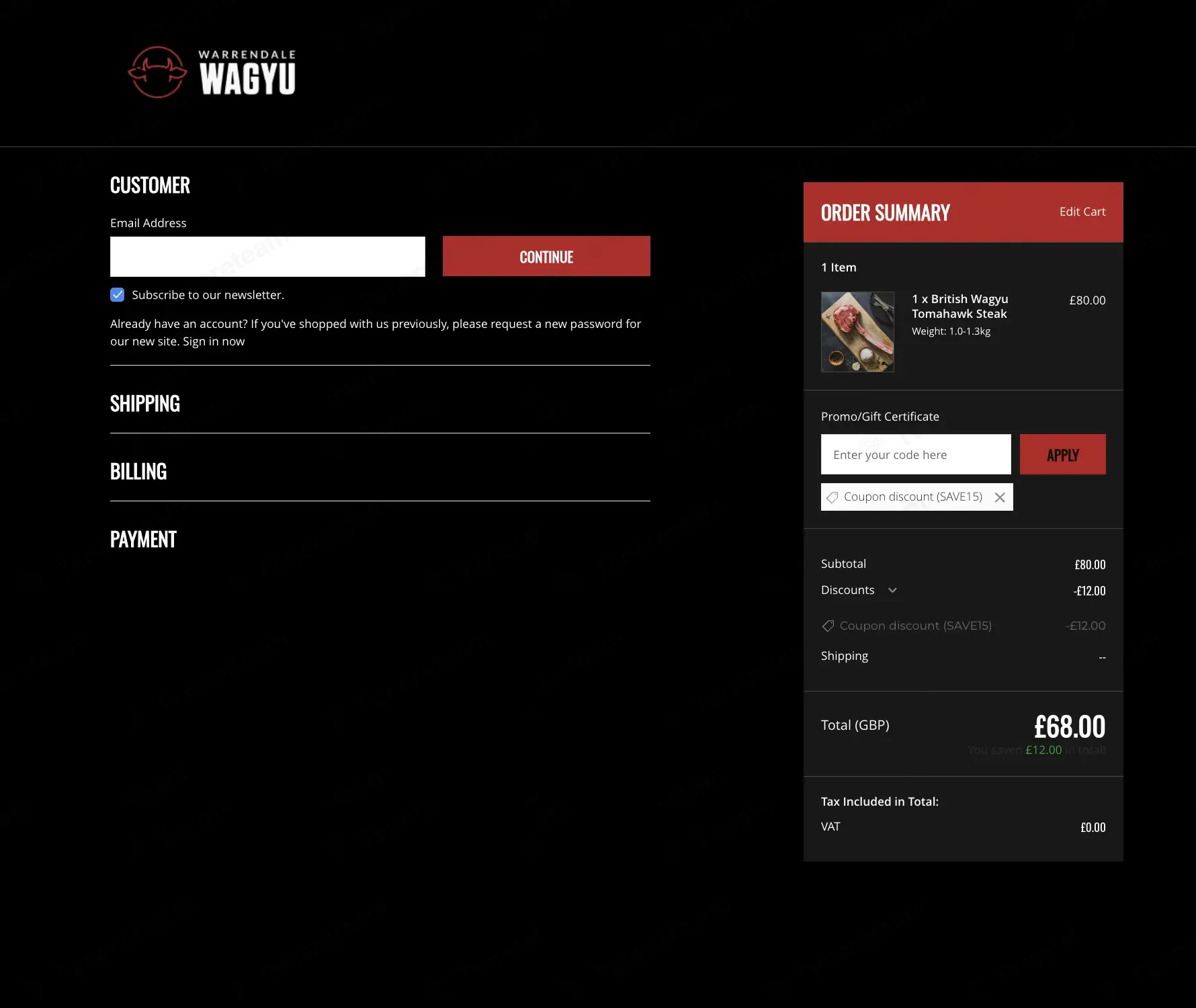 Warrendale Wagyu UK coupon code re-checked and confirmed working at checkout