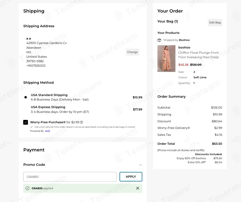 Boohoo US coupon code: 10% off with GRAB10. Tested and valid as 2 months ago.