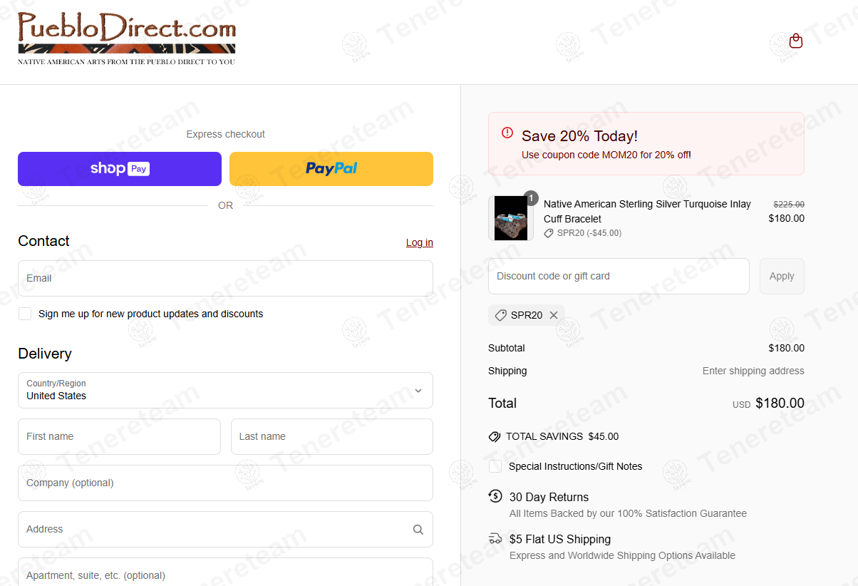 Pueblo Direct coupon code: 20% off with SPR20. Tested and valid as 1 year ago.