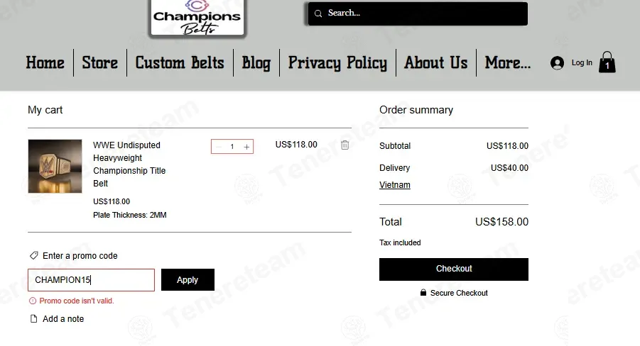 Champions Belts coupon code: 15% off with CHAMPION15. Tested and valid as 1 month ago.