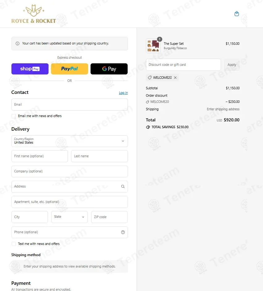 Royce and Rocket coupon code: 20% off with WELCOME20. Tested and valid as 1 year ago.