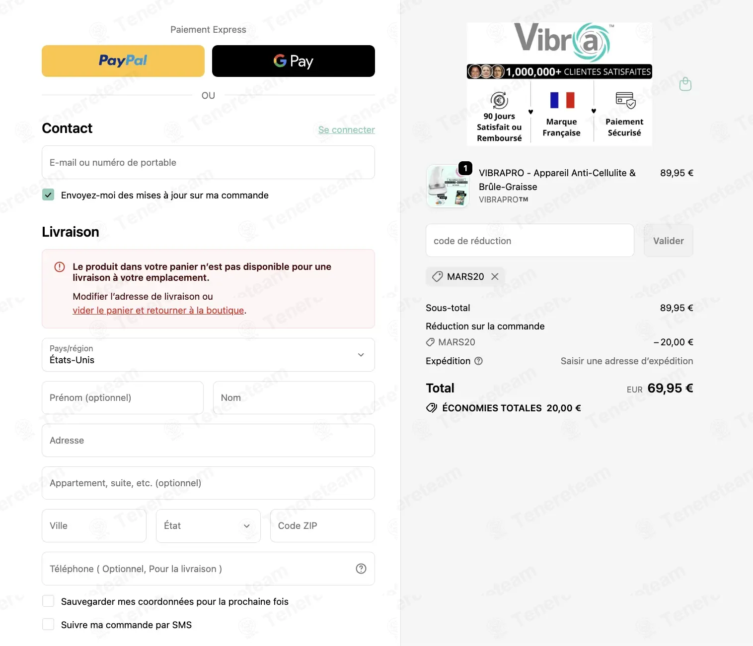 Vibra France coupon code: €20 off with MARS20. Tested and valid as 1 month ago.