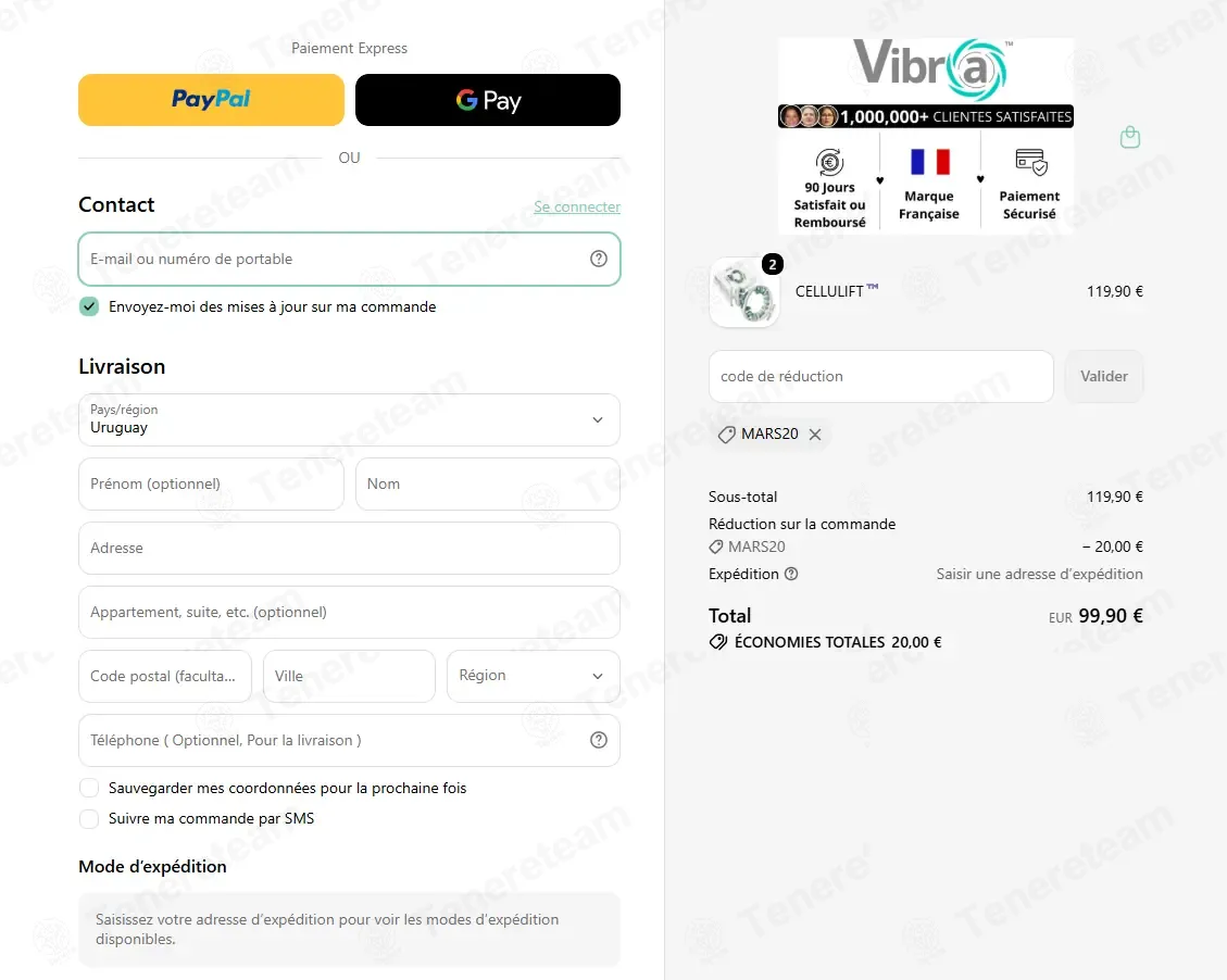 Vibra France coupon code: €20 off with MARS20. Tested and valid as 1 month ago.