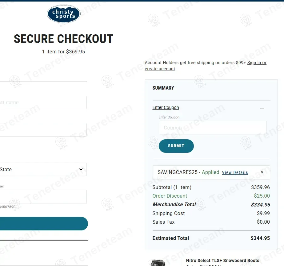 Christy Sports coupon code: $25 off with SAVINGCARES25. Tested and valid as 1 year ago.