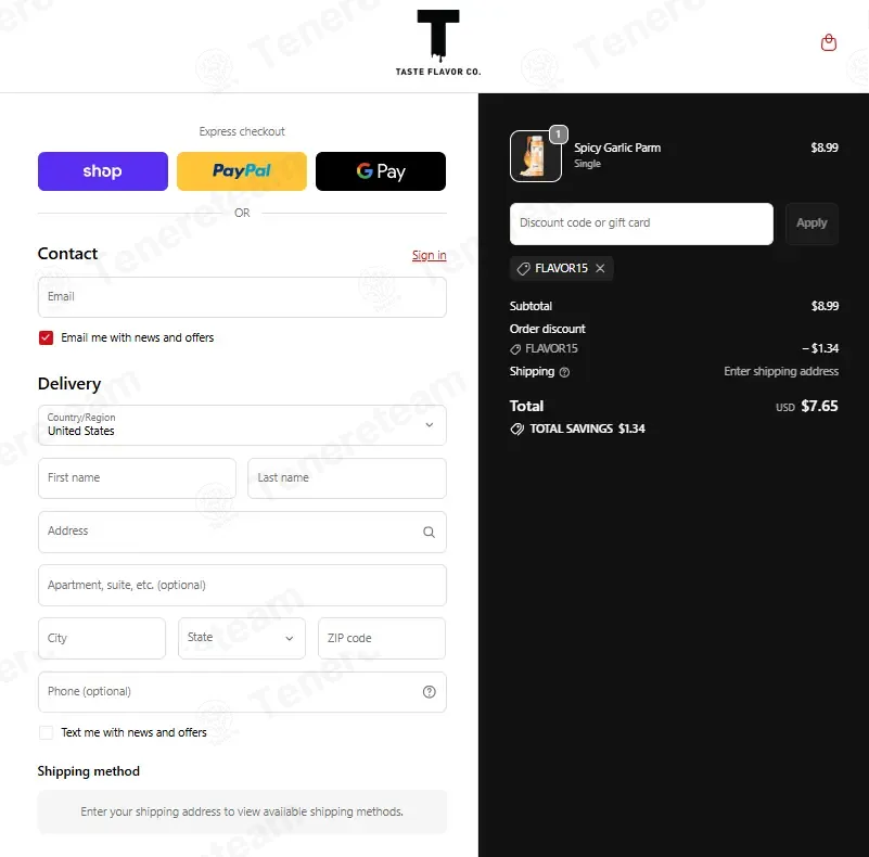 Taste Flavor Co coupon code: 15% off with FLAVOR15. Tested and valid as 1 month ago.
