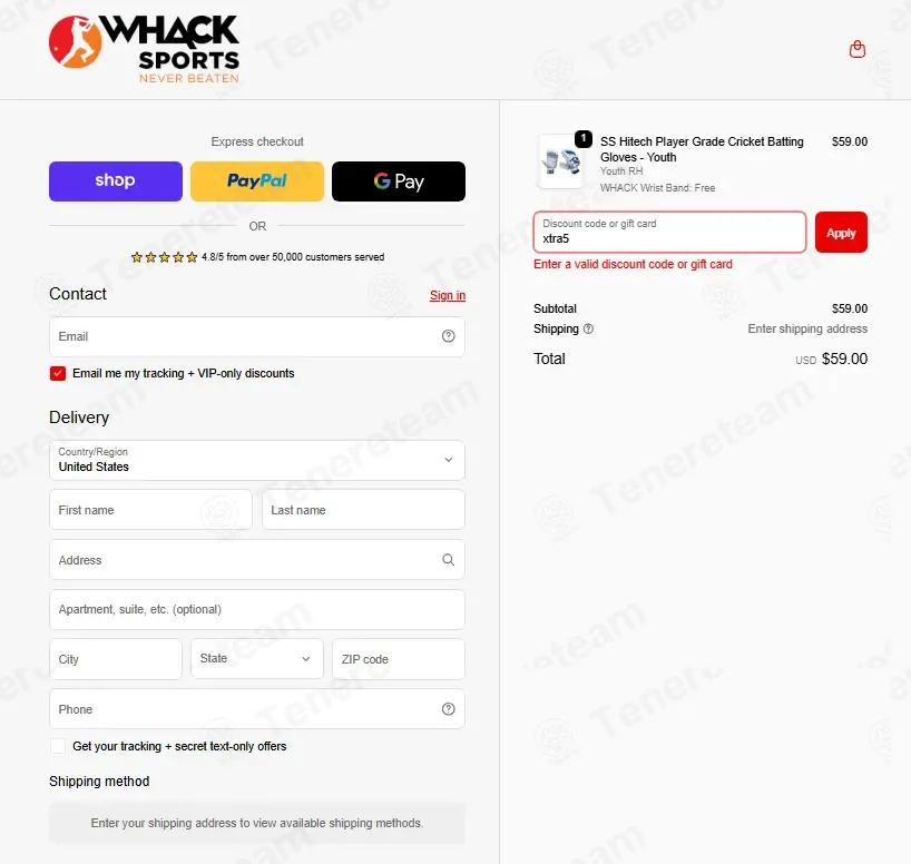 Whack Sports coupon code: 5% off with xtra5. Tested and valid as 2 months ago.