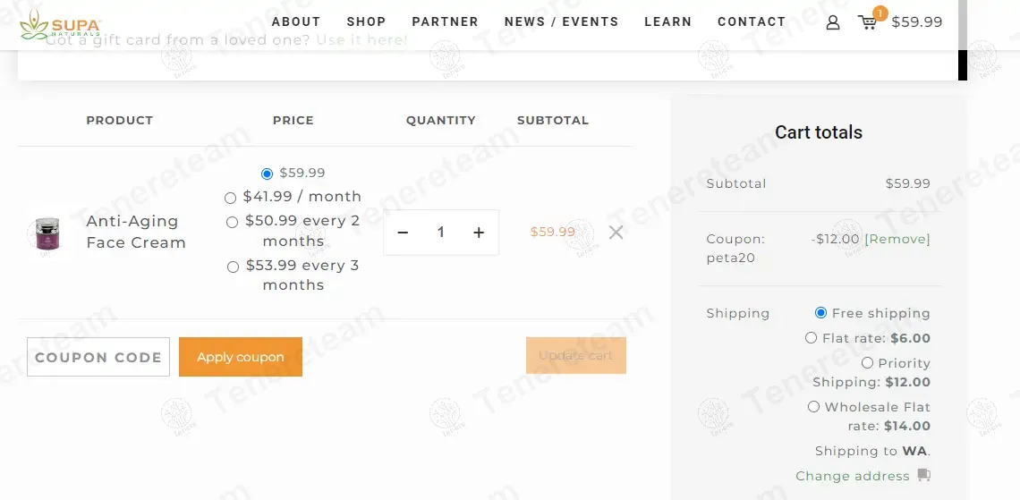 Supa Naturals coupon code: 20% off with PETA20. Tested and valid as 1 year ago.