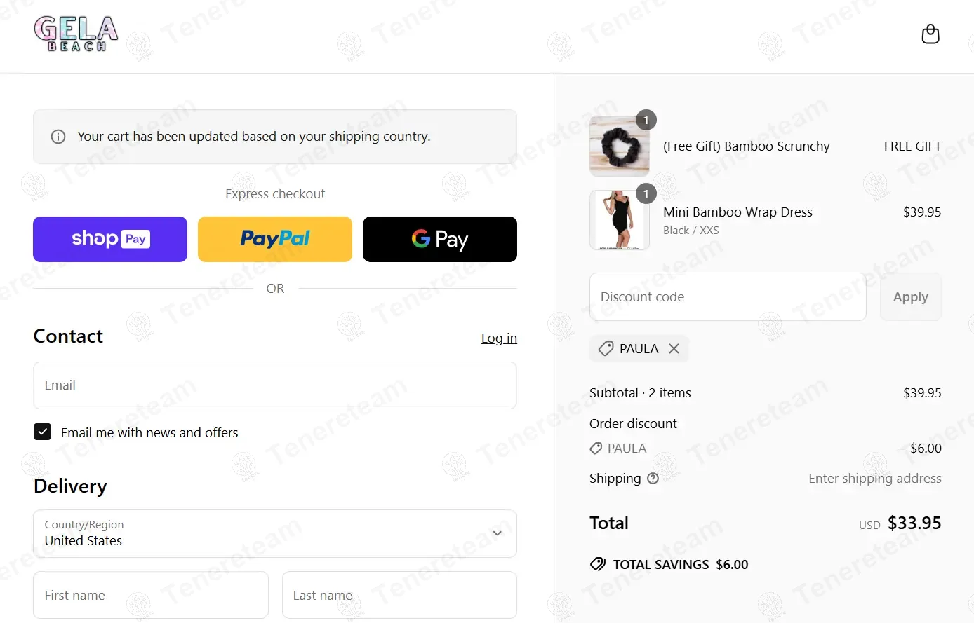Gela Beach coupon code: 10% off with PAULA. Tested and valid as 1 year ago.