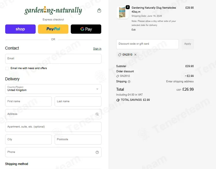 Gardening Naturally coupon code: 10% off with GN2610. Tested and valid as 2 weeks ago.