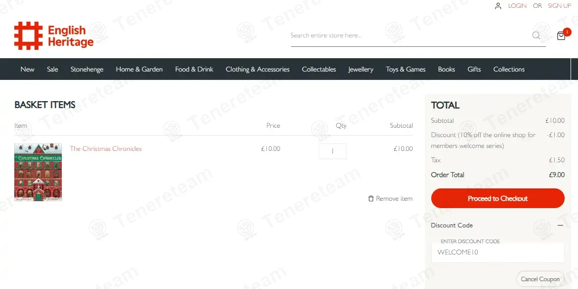 English Heritage Shop coupon code: 10% off with WELCOME10. Tested and valid as 1 year ago.