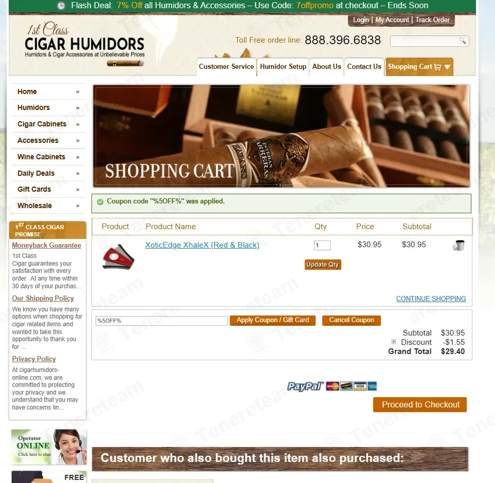 1st Class Humidors coupon code: 5% off with %5OFF%. Tested and valid as 8 months ago.