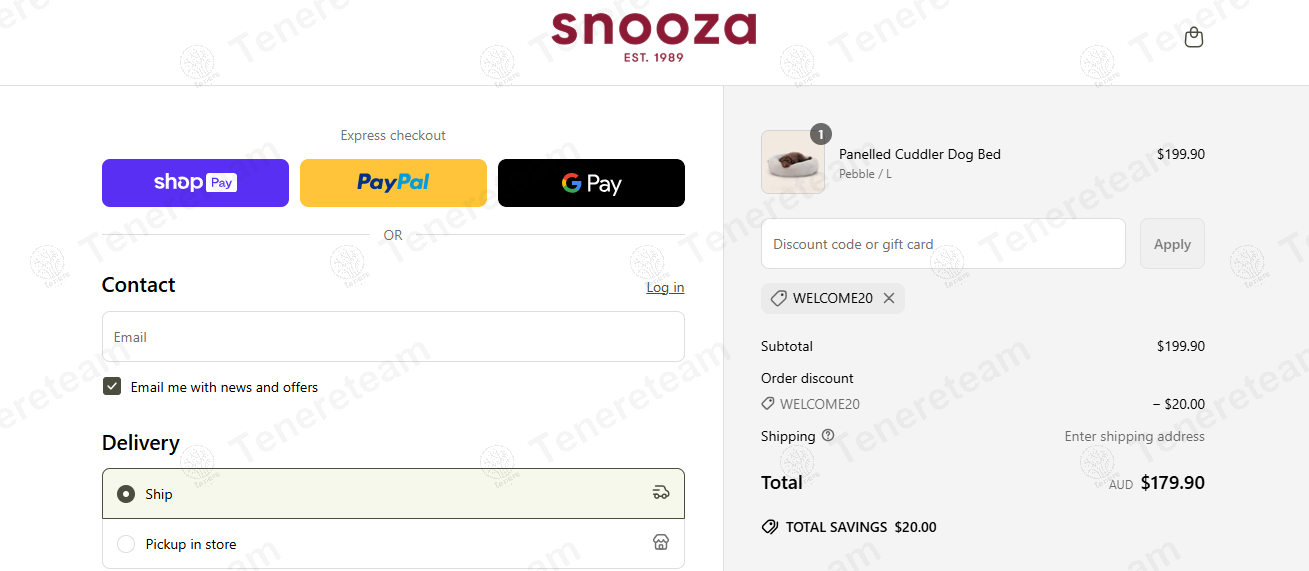 Snooza Au coupon code: $20 off with WELCOME20. Tested and valid as 1 month ago.