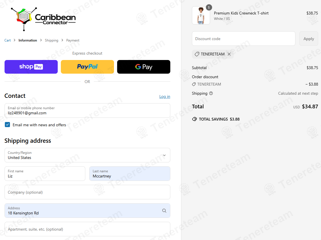 Caribbean Connector Shop coupon code: 10% off with TENERETEAM. Tested and valid as 1 year ago.