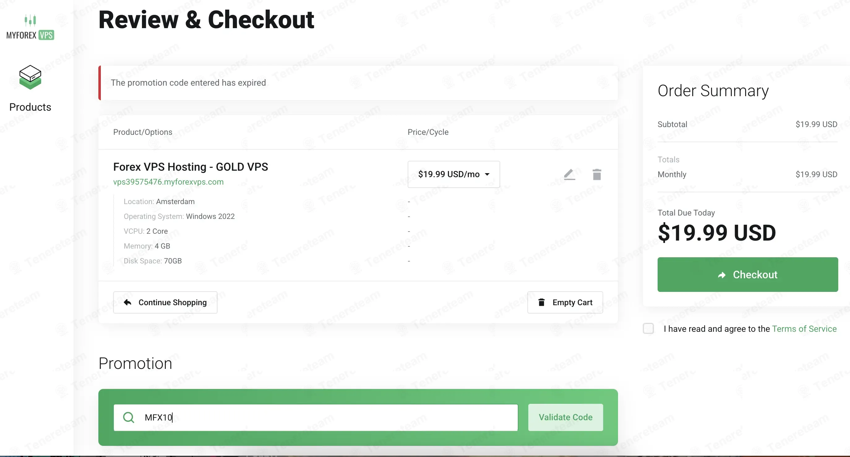 MyForexVPS coupon code: 10% off with MFX10. Tested and valid as 2 months ago.