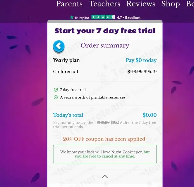 Night Zookeeper coupon code: 20% off with 20OFF. Tested and valid as 6 months ago.