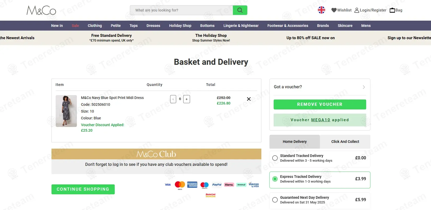 M&Co coupon code: 10% off with MEGA10. Tested and valid as 8 months ago.