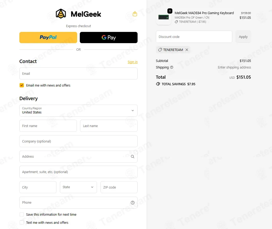 MelGeek coupon code: 5% off with TENERETEAM. Tested and valid as 1 month ago.