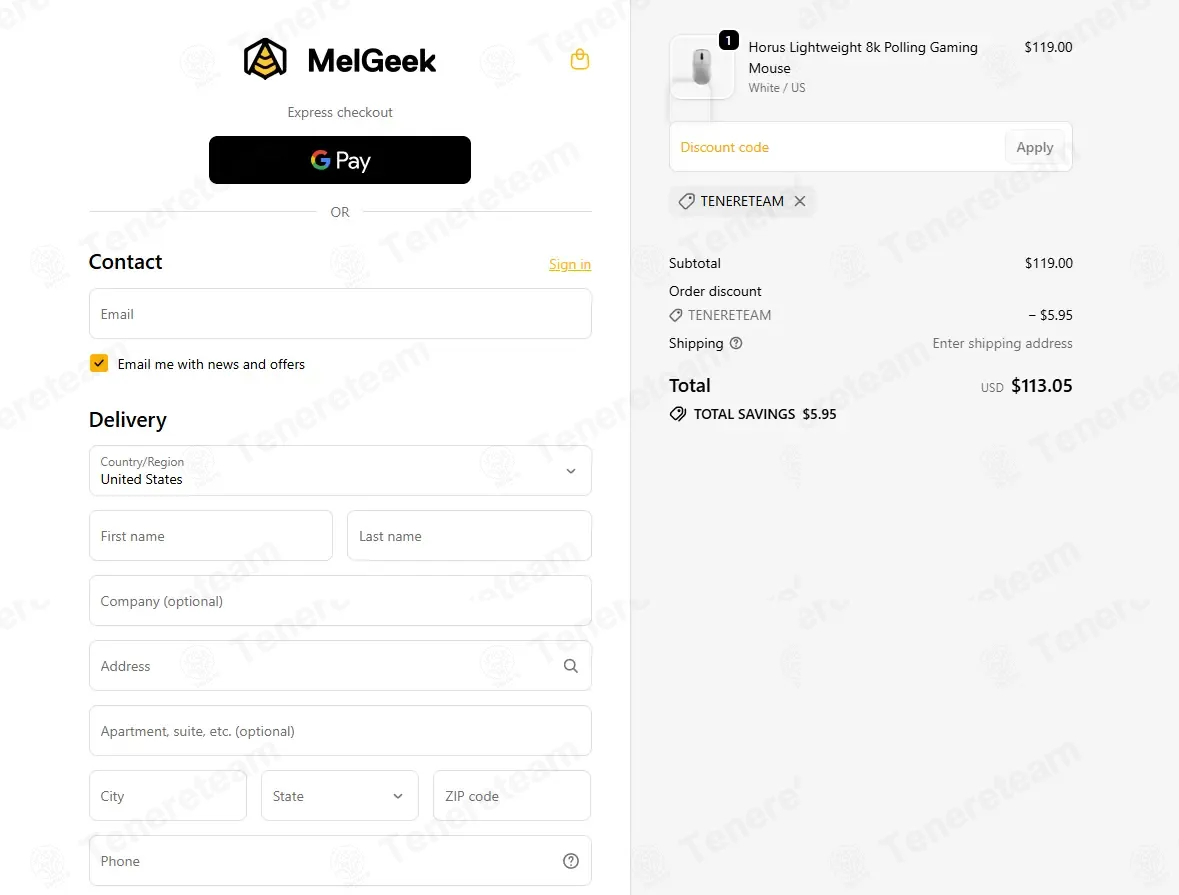 MelGeek coupon code: 5% off with TENERETEAM. Tested and valid as 1 month ago.