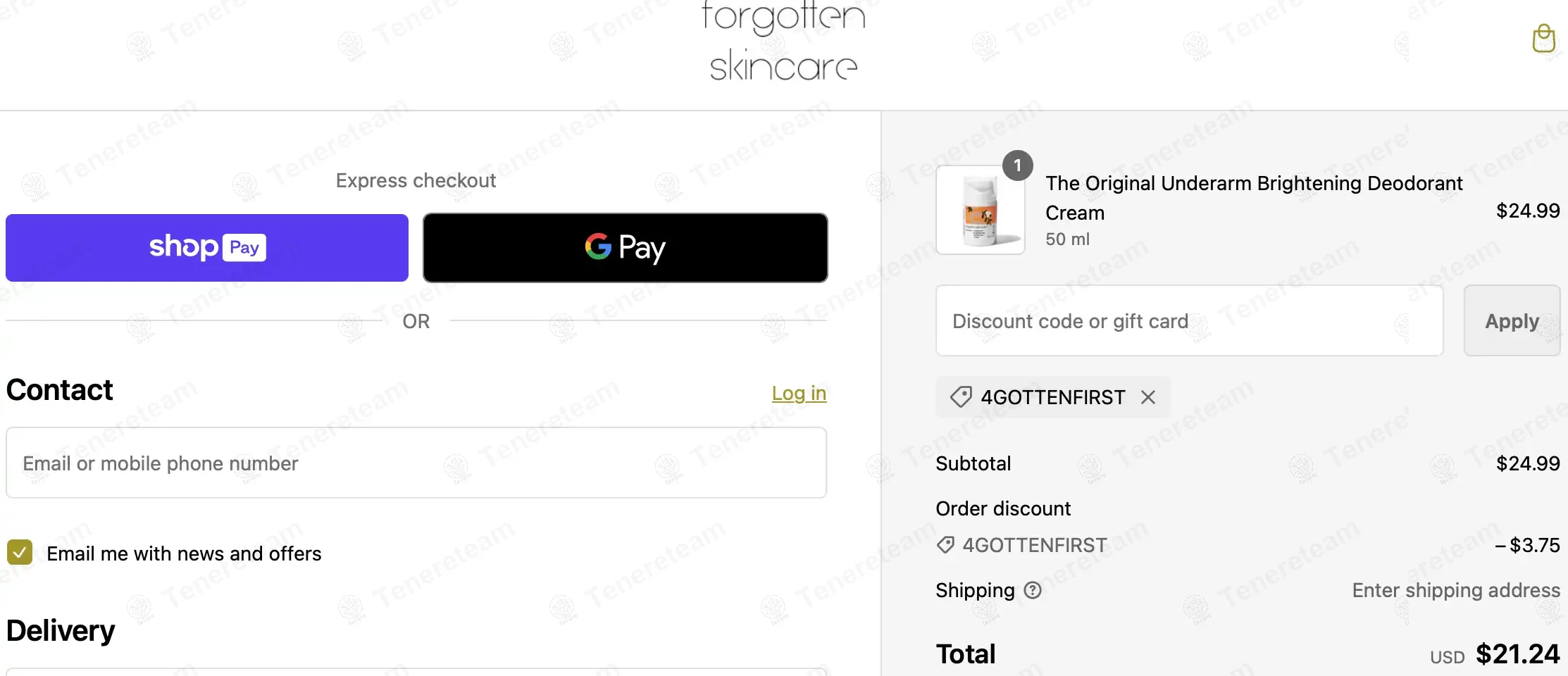 Forgotten Skincare coupon code: 15% off with 4GOTTENFIRST. Tested and valid as 1 year ago.