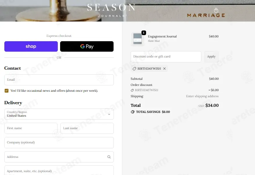 Season Journals coupon code: 15% off with BIRTHDAYWISH. Tested and valid as 4 months ago.