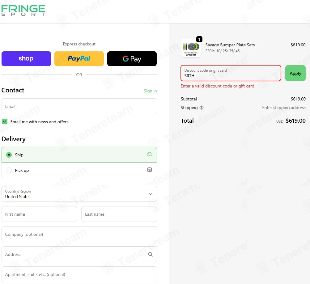 Fringe Sport coupon code: 30% off with SRTH. Tested and valid as 5 months ago.