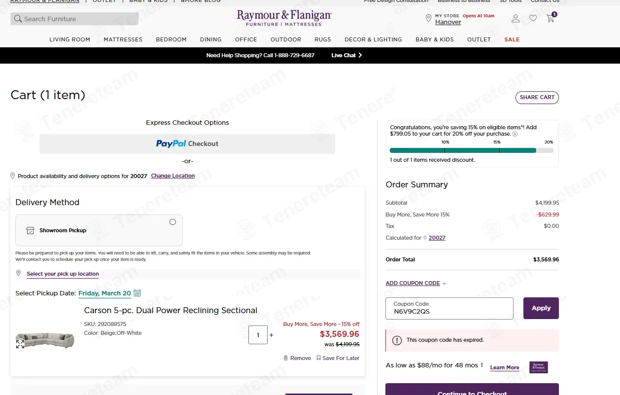 Raymour And Flanigan coupon code: $25 off with N6V9C2QS. Tested and valid as 3 months ago.