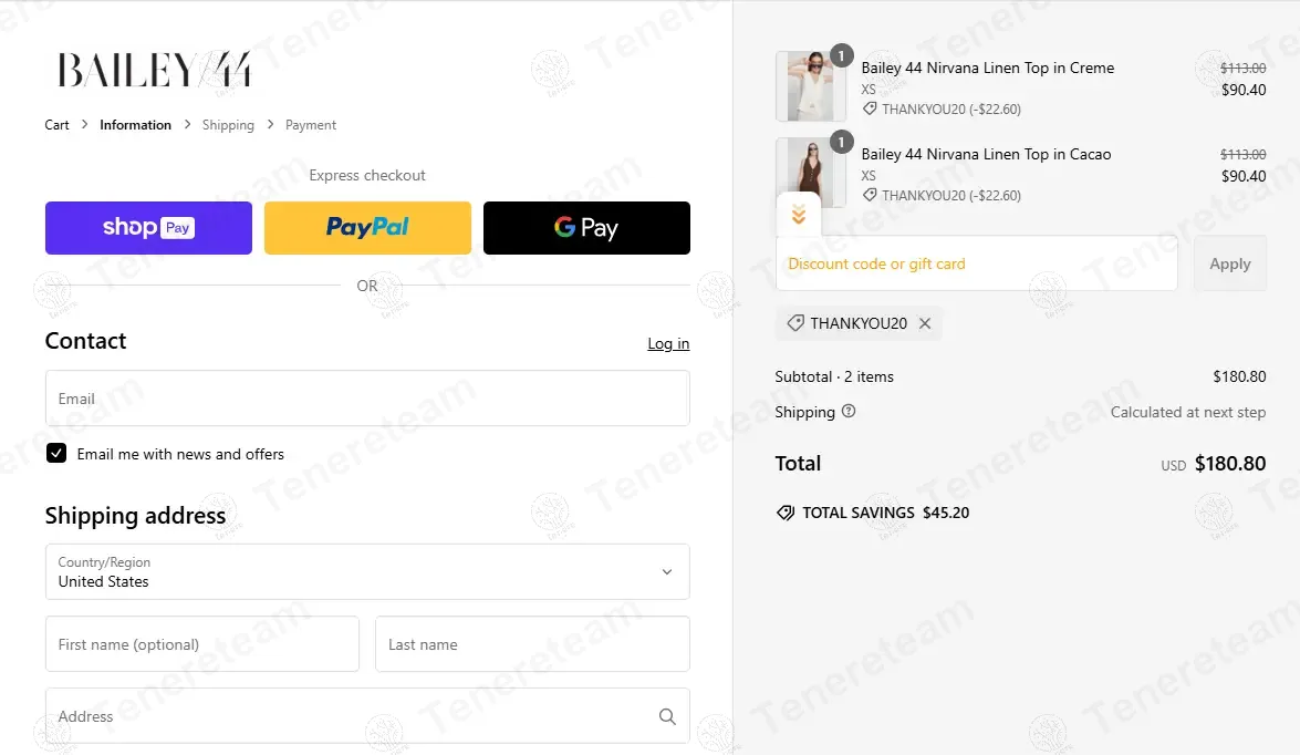 Bailey 44 apply coupon code
