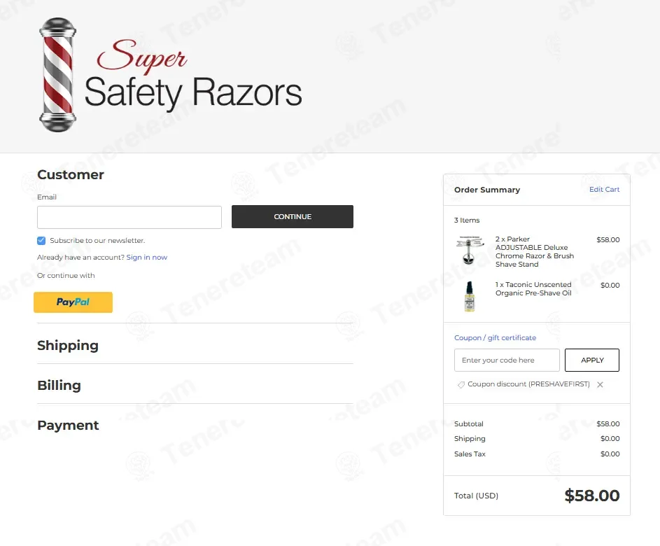 Super Safety Razors coupon code: Sale off with PRESHAVEFIRST. Tested and valid as 2 weeks ago.
