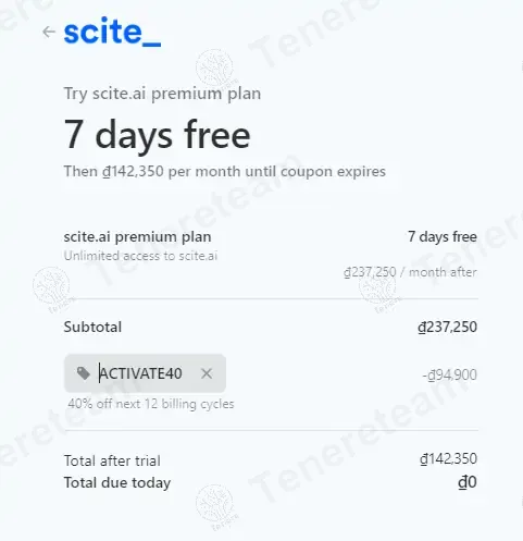 Scite apply coupon code