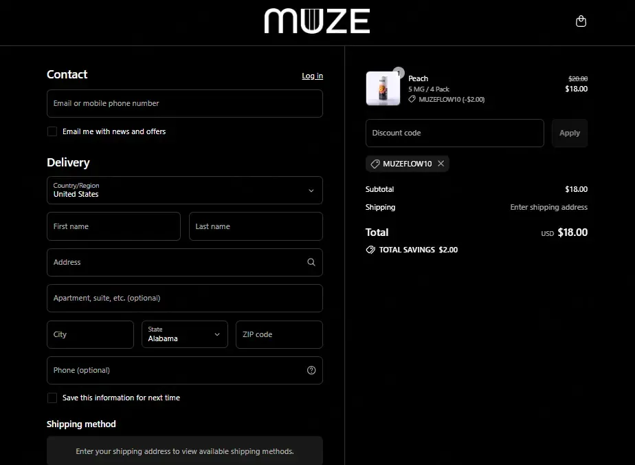 Drink Muze coupon code: 10% off with MUZEFLOW10. Tested and valid as 1 year ago.