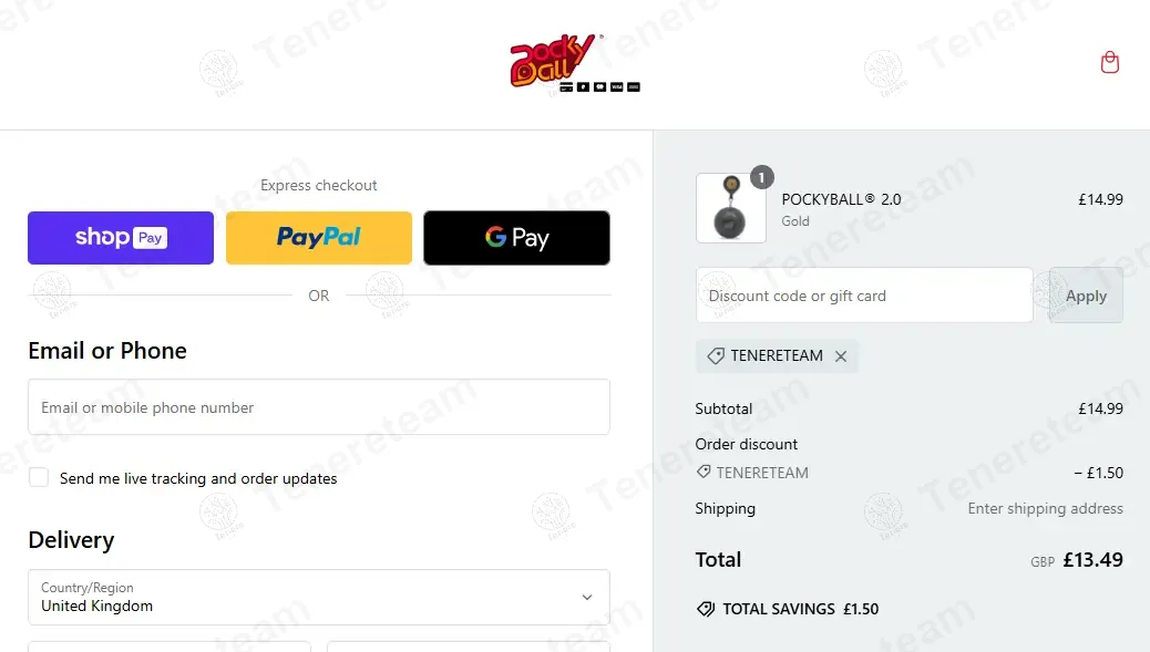 PockyBall UK coupon code: 10% off with TENERETEAM. Tested and valid as 1 year ago.
