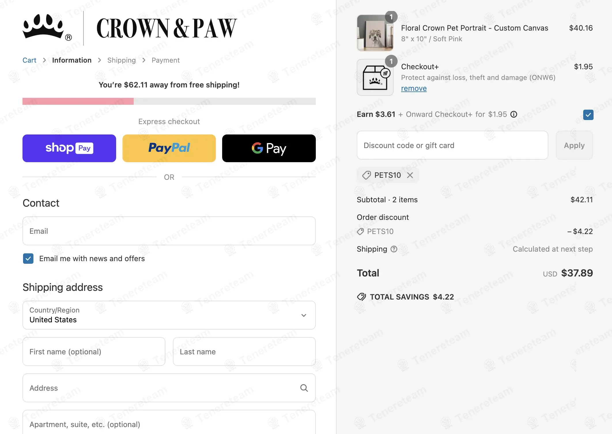 Crown And Paw coupon code: 10% off with PETS10. Tested and valid as 1 week ago.
